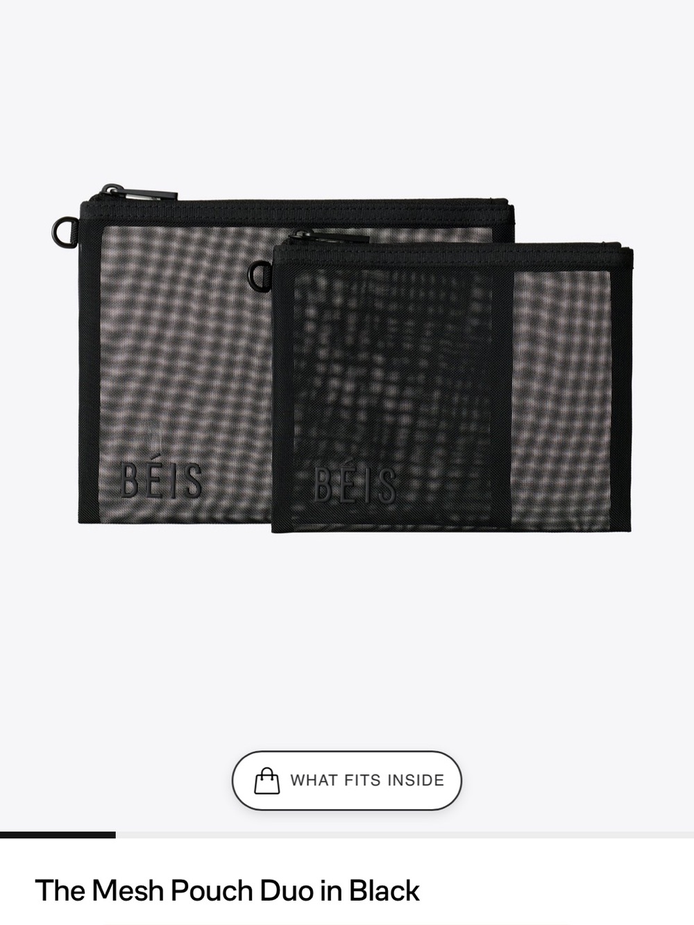 Beis black mesh pouch duo and gift bag bundle
